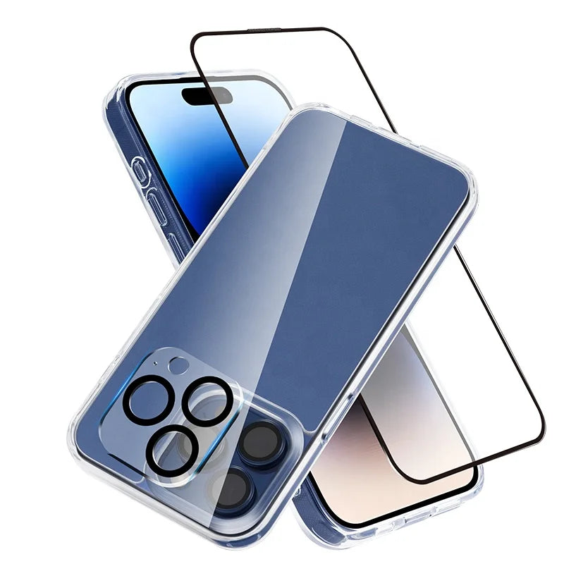 3 Pack Shockproof Protective Mobile Phone Accessory Set Phone Case Tempered Glass Screen Protector Camera Lens Protector Merch Eternally