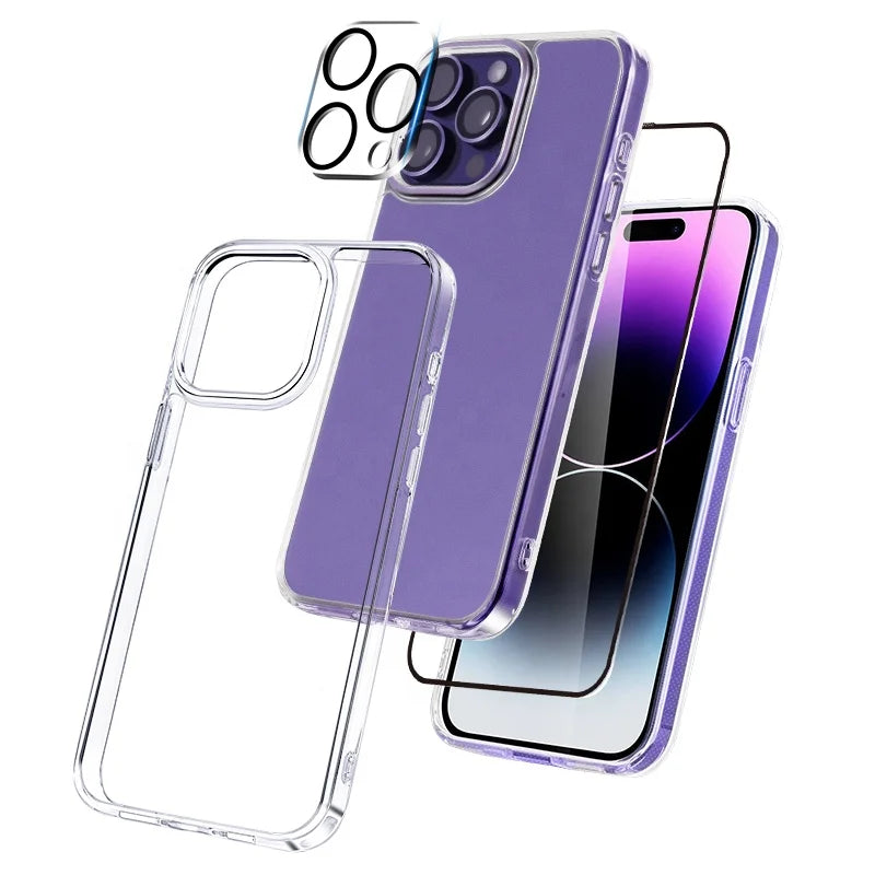 3 Pack Shockproof Protective Mobile Phone Accessory Set Phone Case Tempered Glass Screen Protector Camera Lens Protector Merch Eternally