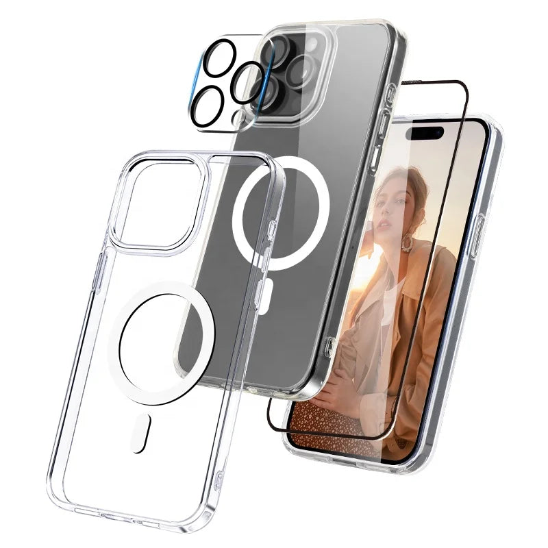 3 Pack Shockproof Protective Mobile Phone Accessory Set Phone Case Tempered Glass Screen Protector Camera Lens Protector Merch Eternally
