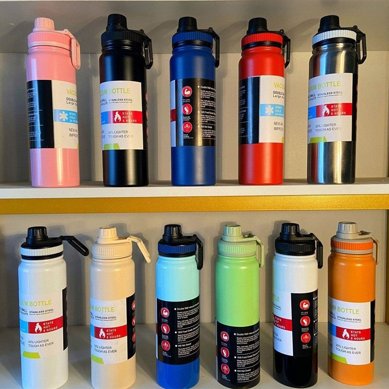 New thermos cup 304 stainless steel double-layer cup portable travel space pot large capacity outdoor sports water bottle Merch Eternally