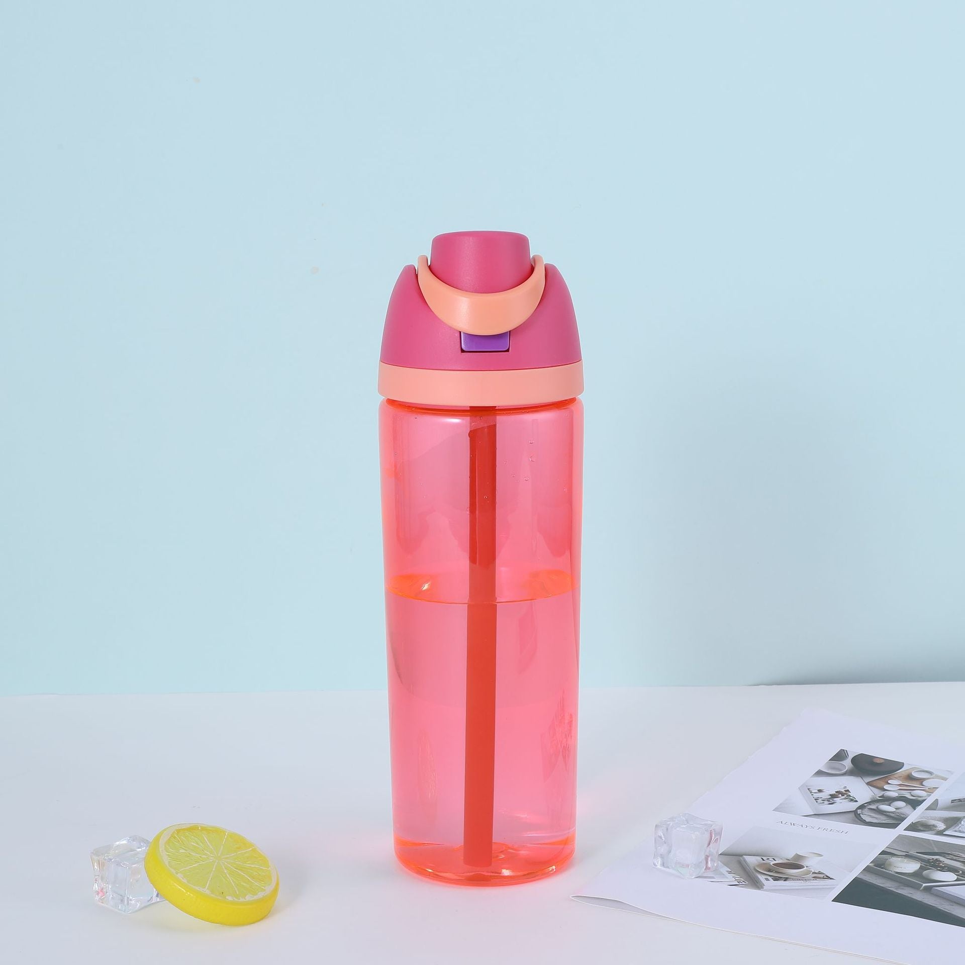 Cute High-Appearance Water Bottle with Straw for Girls, Suitable for Sports and Outdoor Use, Children's Plastic Cup, Gift, Household Water Jug, Leak-Proof and Sealed Merch Eternally