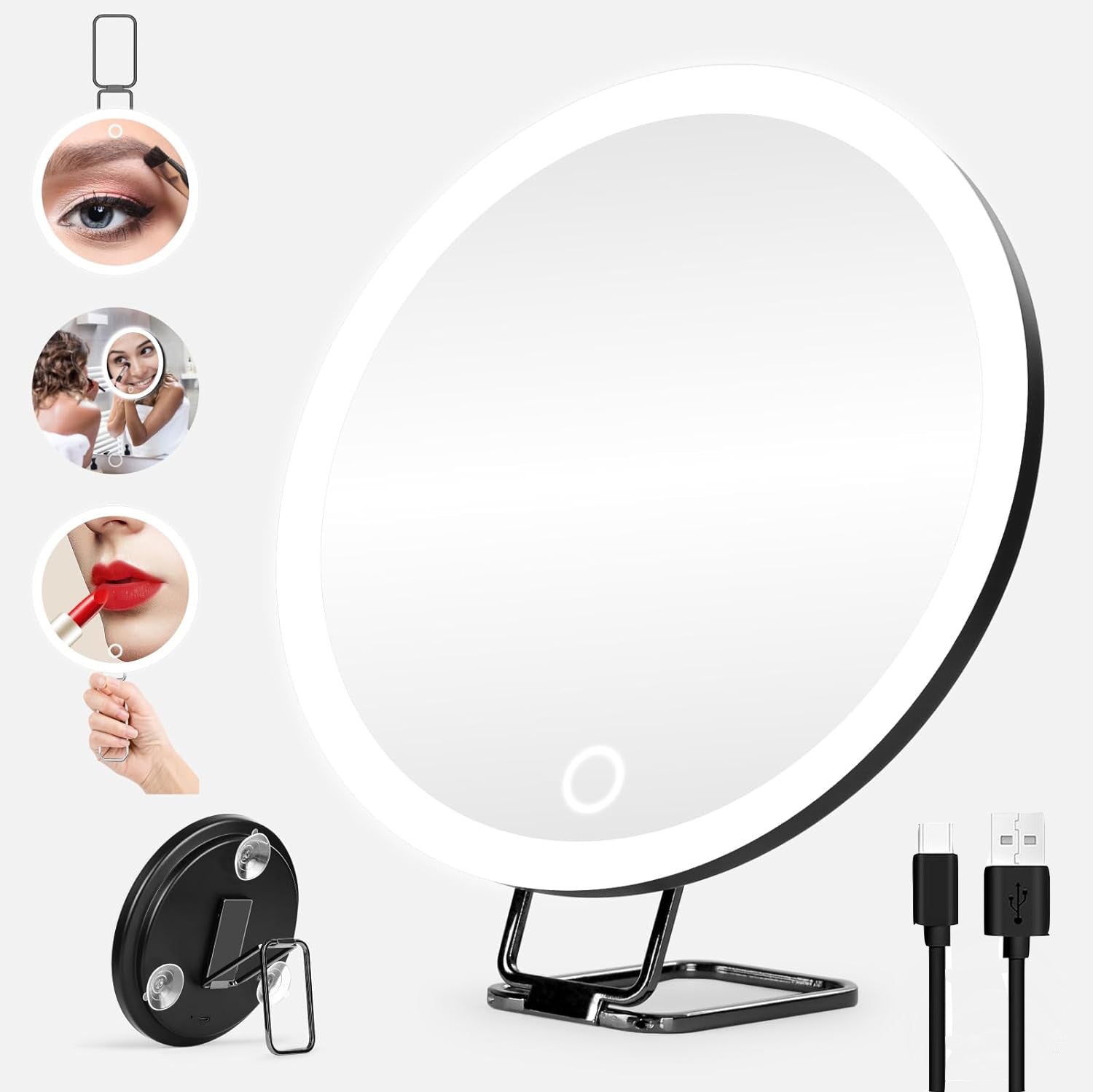 New 30 times magnification makeup mirror charging led light with lamp 360 degree bracket with lamp mirror 3 suction cup 10X20X Merch Eternally