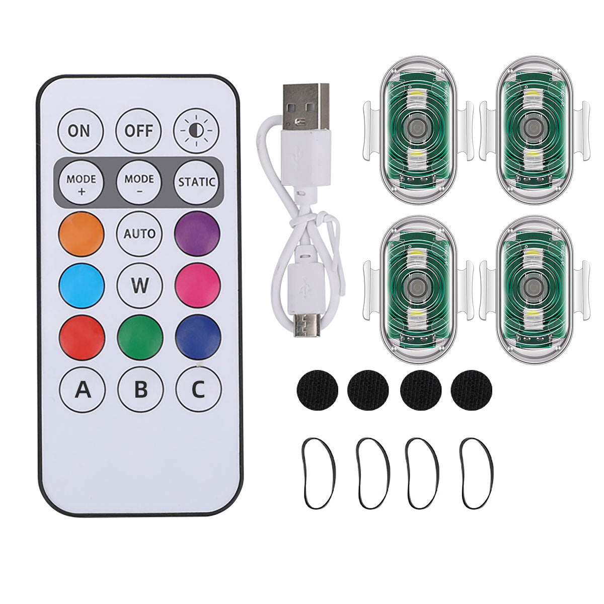 Cross-border new motorcycle electric vehicle night warning light wireless remote control aircraft light colorful anti-collision induction light Merch Eternally