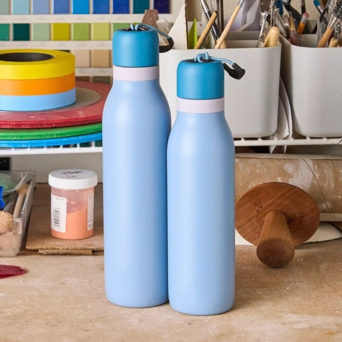 Stainless steel thermos mug Macaron color matching large capacity sports water bottle ins fashion outdoor portable with portable cup Merch Eternally