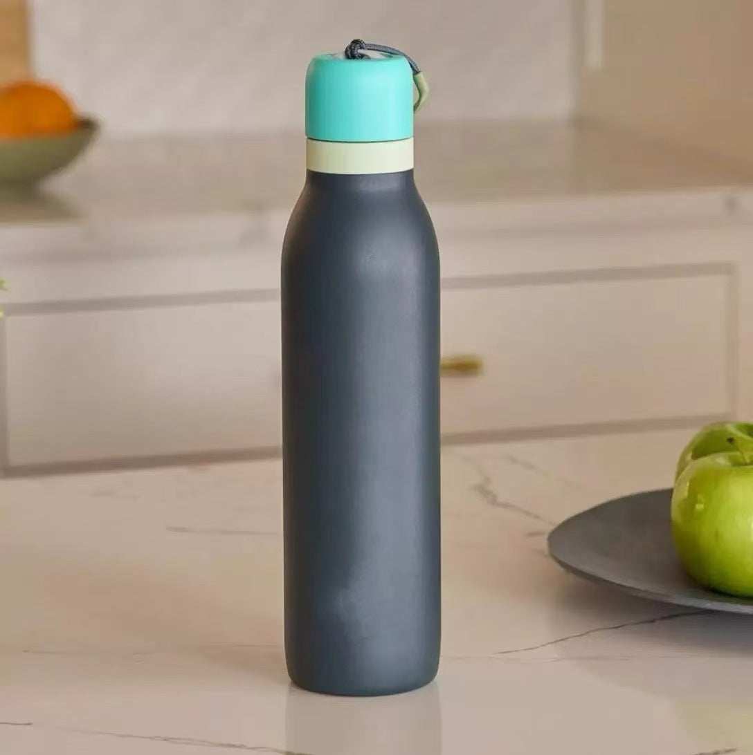 Stainless steel thermos mug Macaron color matching large capacity sports water bottle ins fashion outdoor portable with portable cup Merch Eternally