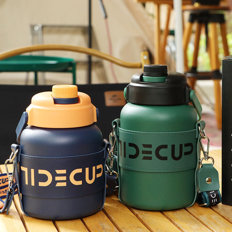 in stock 316 Stainless Steel Large Capacity Thermos Pot Portable Lacquer Straw Water Cup Student Outdoor Sports Kettle Merch Eternally