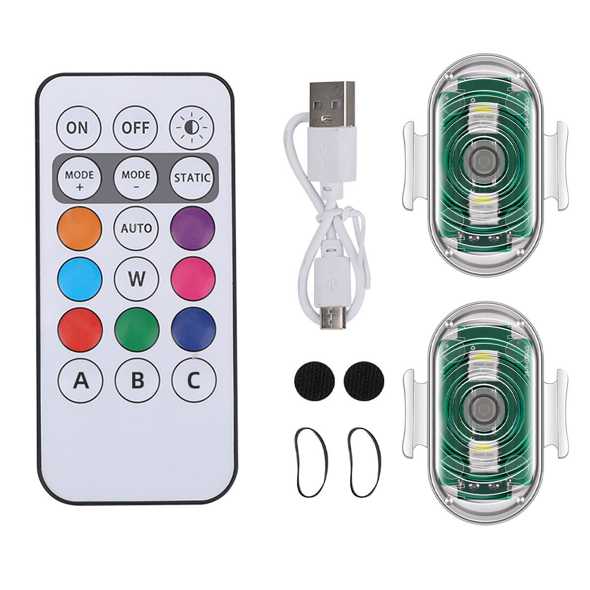 Cross-border new motorcycle electric vehicle night warning light wireless remote control aircraft light colorful anti-collision induction light Merch Eternally