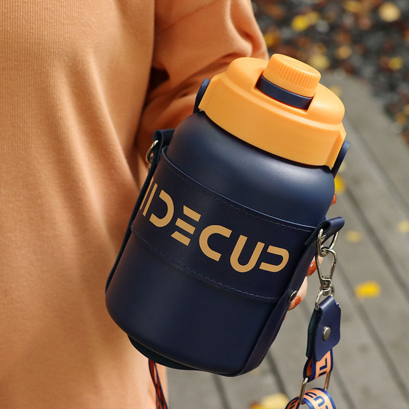 in stock 316 Stainless Steel Large Capacity Thermos Pot Portable Lacquer Straw Water Cup Student Outdoor Sports Kettle Merch Eternally