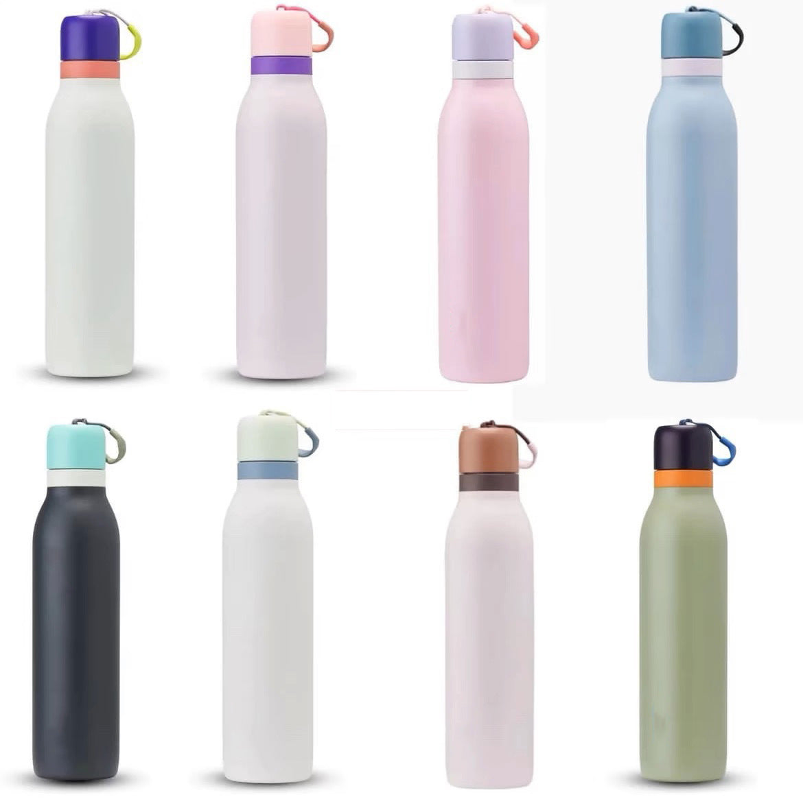Stainless steel thermos mug Macaron color matching large capacity sports water bottle ins fashion outdoor portable with portable cup Merch Eternally