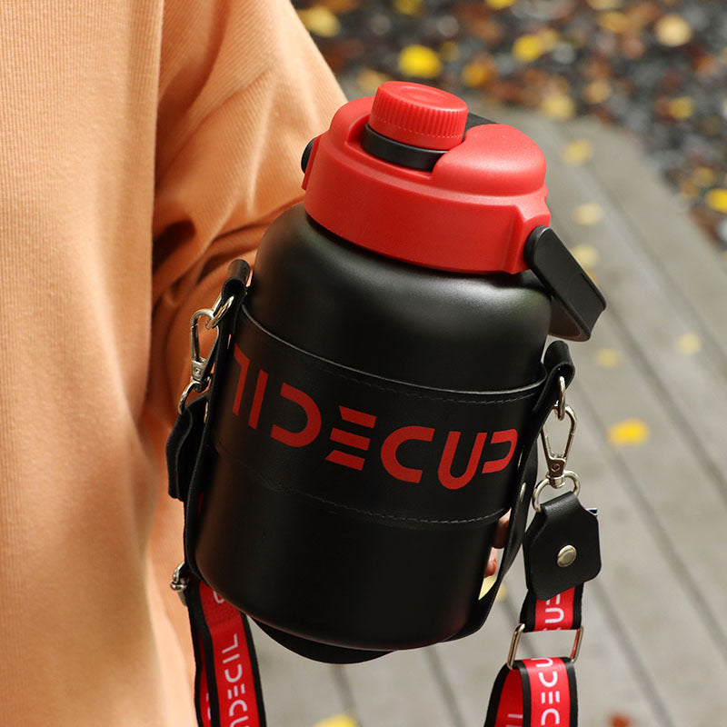 in stock 316 Stainless Steel Large Capacity Thermos Pot Portable Lacquer Straw Water Cup Student Outdoor Sports Kettle Merch Eternally