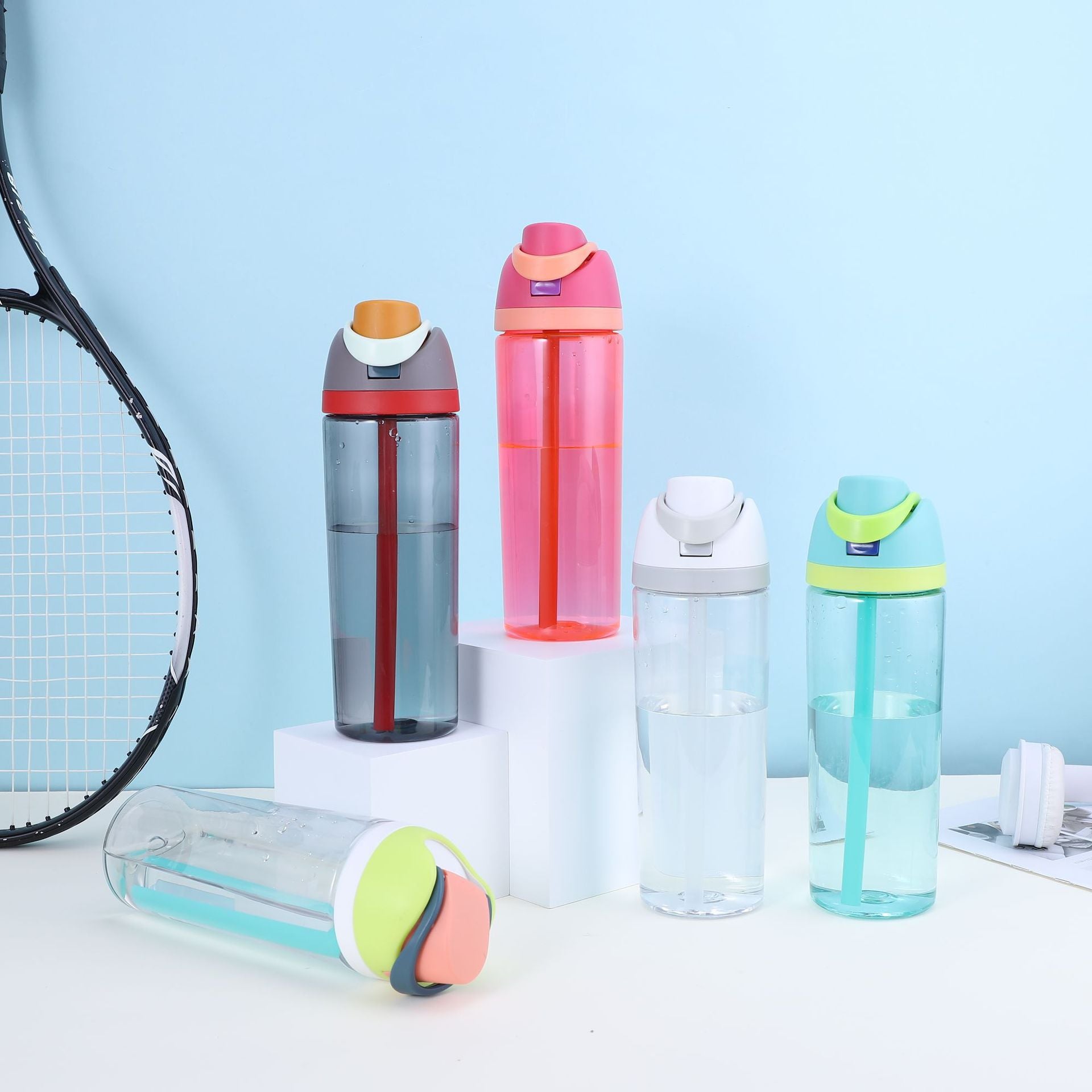 Cute High-Appearance Water Bottle with Straw for Girls, Suitable for Sports and Outdoor Use, Children's Plastic Cup, Gift, Household Water Jug, Leak-Proof and Sealed Merch Eternally