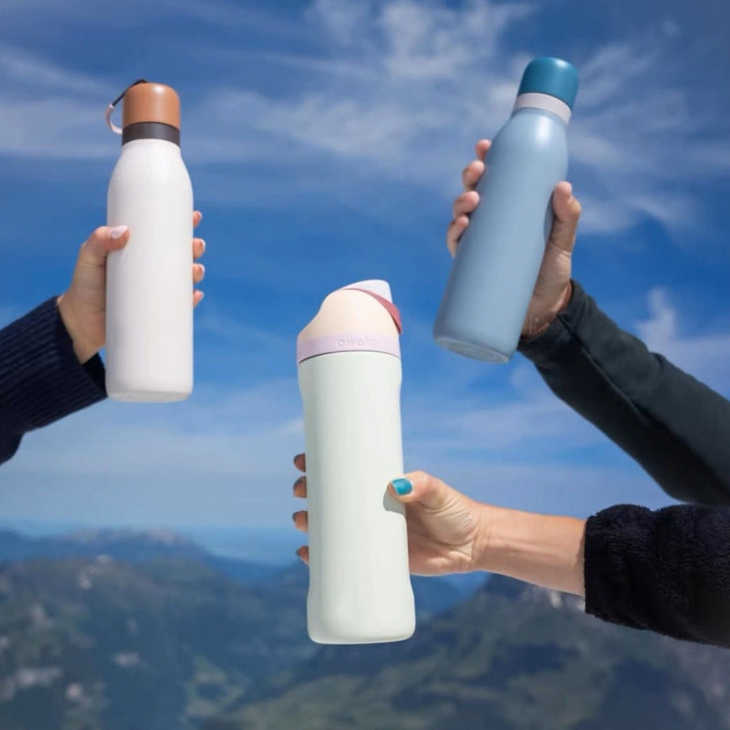 Stainless steel thermos mug Macaron color matching large capacity sports water bottle ins fashion outdoor portable with portable cup Merch Eternally