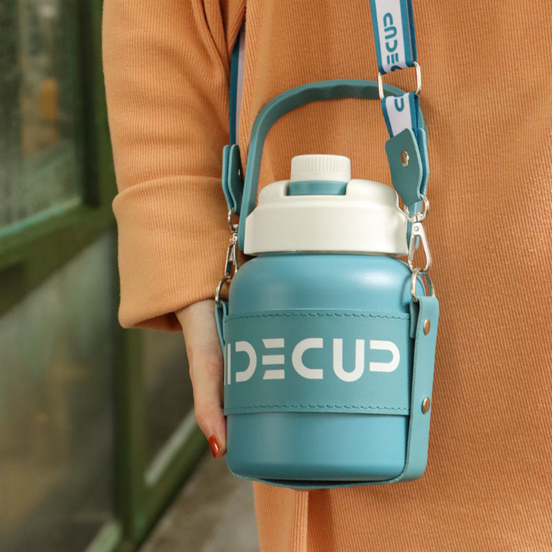 in stock 316 Stainless Steel Large Capacity Thermos Pot Portable Lacquer Straw Water Cup Student Outdoor Sports Kettle Merch Eternally