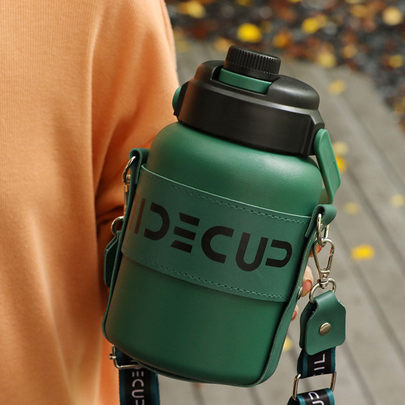 in stock 316 Stainless Steel Large Capacity Thermos Pot Portable Lacquer Straw Water Cup Student Outdoor Sports Kettle Merch Eternally