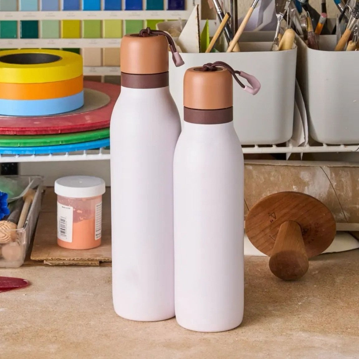 Stainless steel thermos mug Macaron color matching large capacity sports water bottle ins fashion outdoor portable with portable cup Merch Eternally