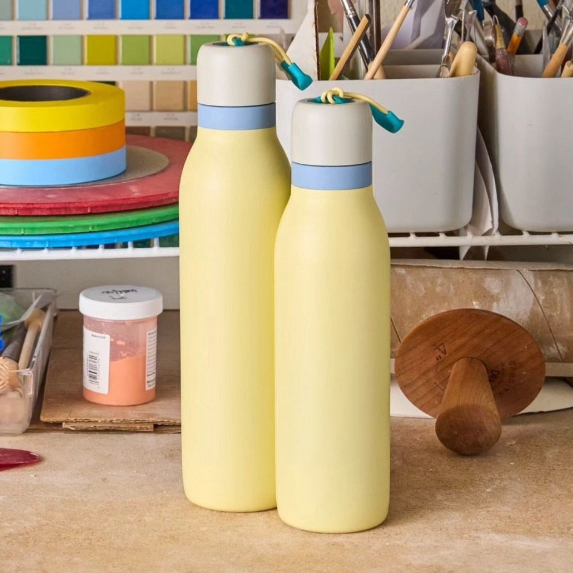 Stainless steel thermos mug Macaron color matching large capacity sports water bottle ins fashion outdoor portable with portable cup Merch Eternally