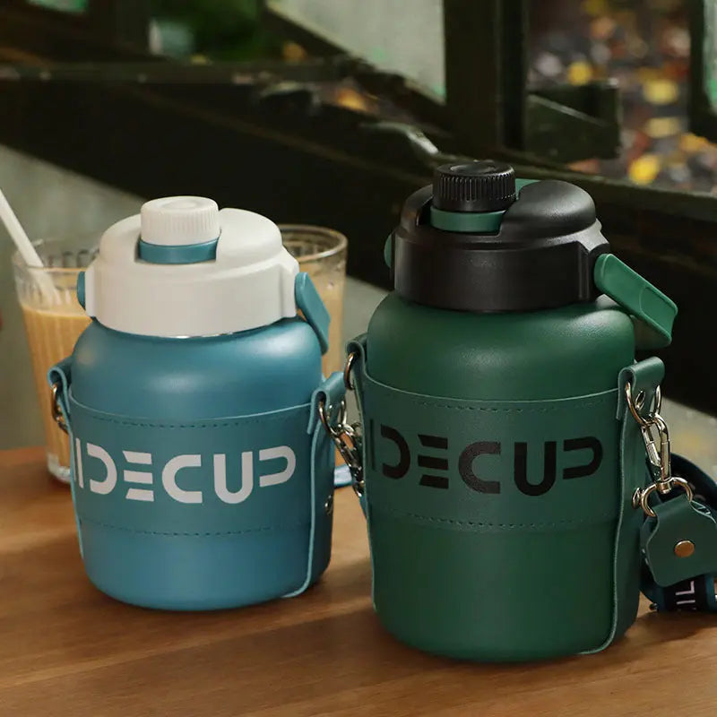 in stock 316 Stainless Steel Large Capacity Thermos Pot Portable Lacquer Straw Water Cup Student Outdoor Sports Kettle Merch Eternally
