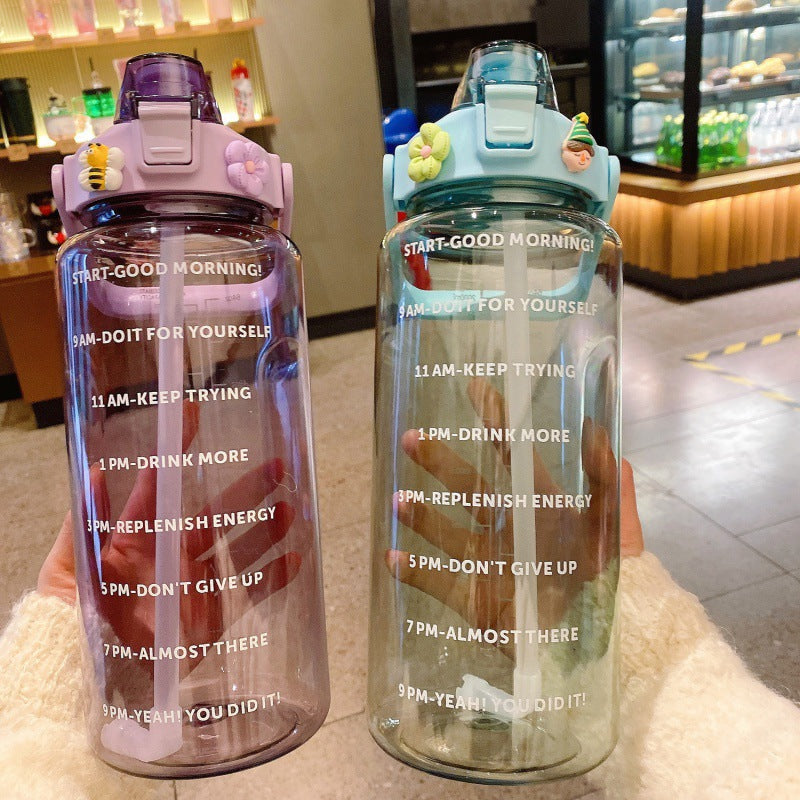 Water Cup, Super Large Capacity, High Appearance, Ton-Ton Barrel, Outdoor Sports Straw Cup, New Scale Cup, High Temperature Resistant Kettle Merch Eternally