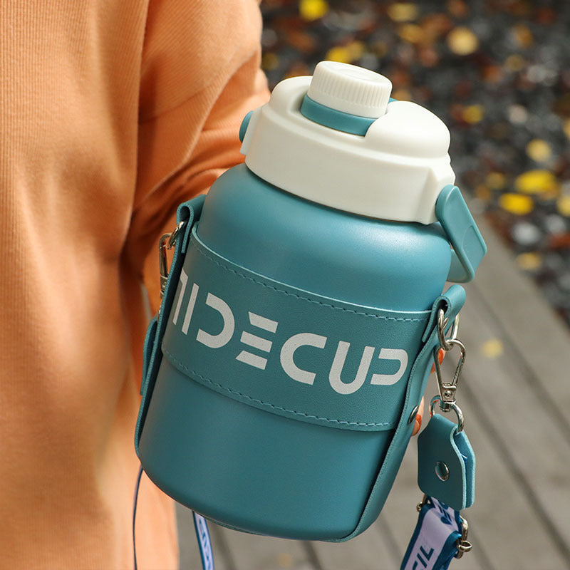 in stock 316 Stainless Steel Large Capacity Thermos Pot Portable Lacquer Straw Water Cup Student Outdoor Sports Kettle Merch Eternally