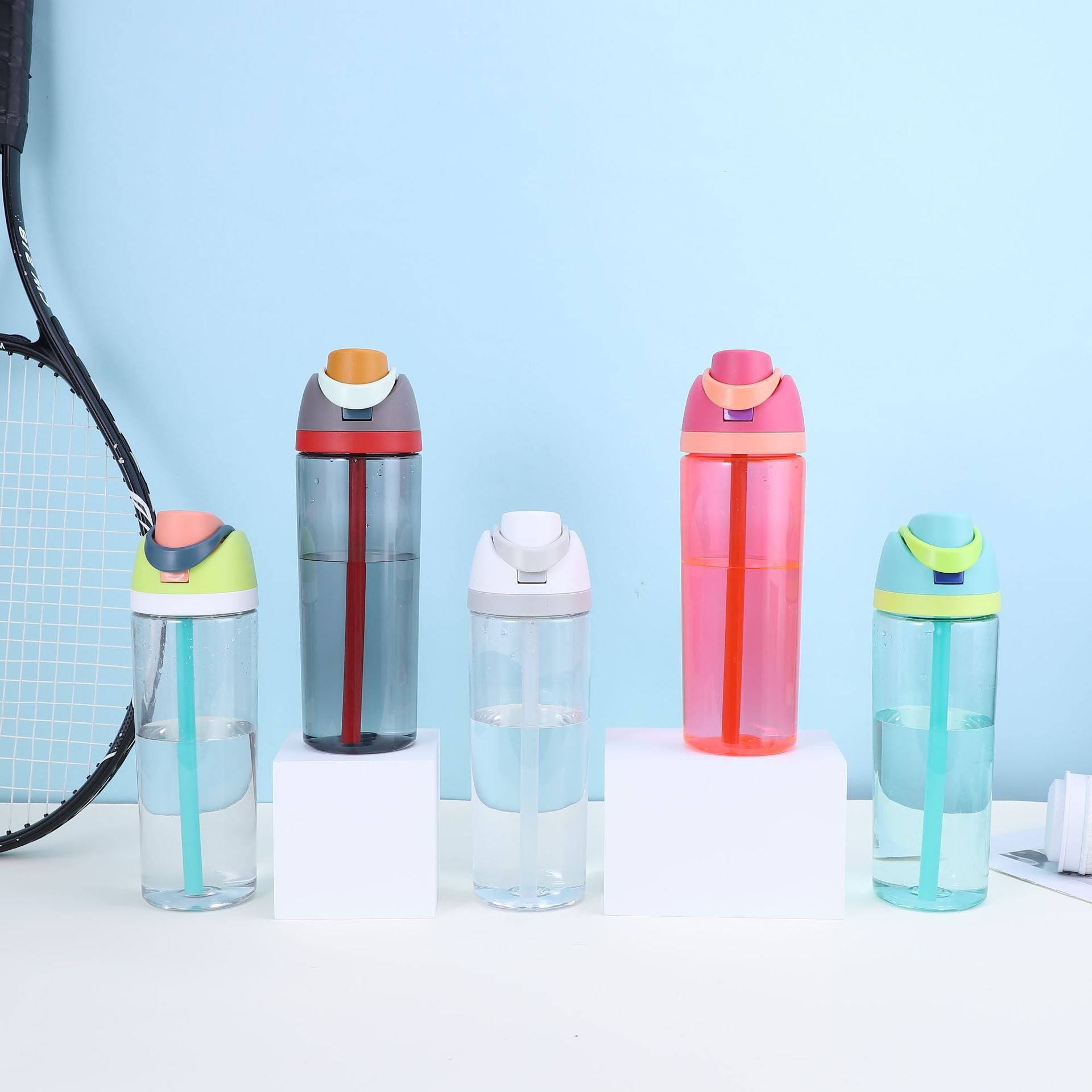 Cute High-Appearance Water Bottle with Straw for Girls, Suitable for Sports and Outdoor Use, Children's Plastic Cup, Gift, Household Water Jug, Leak-Proof and Sealed Merch Eternally