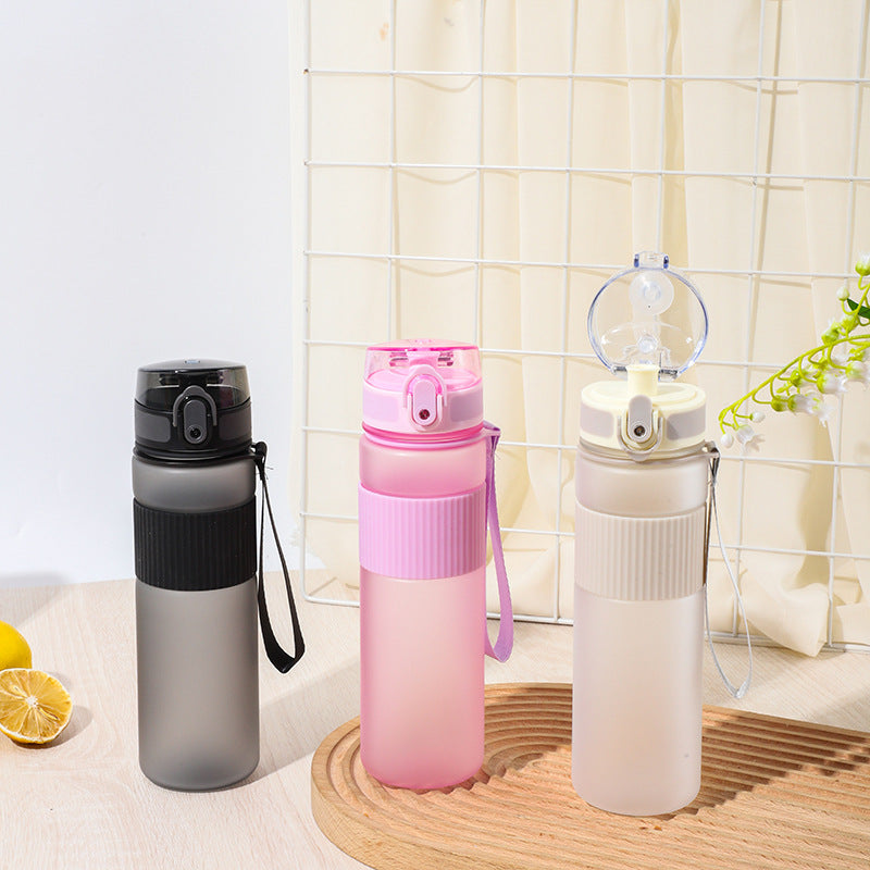 Frosted Handfeel Sports Water Cup Plastic Handheld Cup Men's and Women's Creative Portable Student Kettle with Lid High Color Value Water Cup Merch Eternally