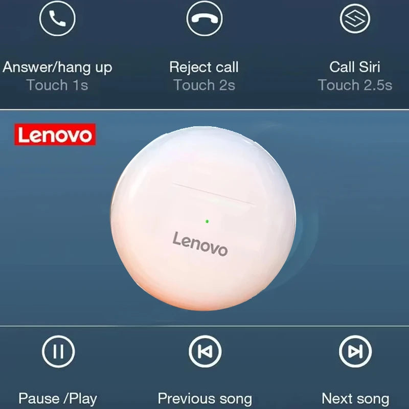 Lenovo HT38 TWS Sport Earphones, Mini Wireless Bluetooth Headset, HiFi Stereo Bass Fast Charging Case Sweatproof Running Earbuds Merch Eternally