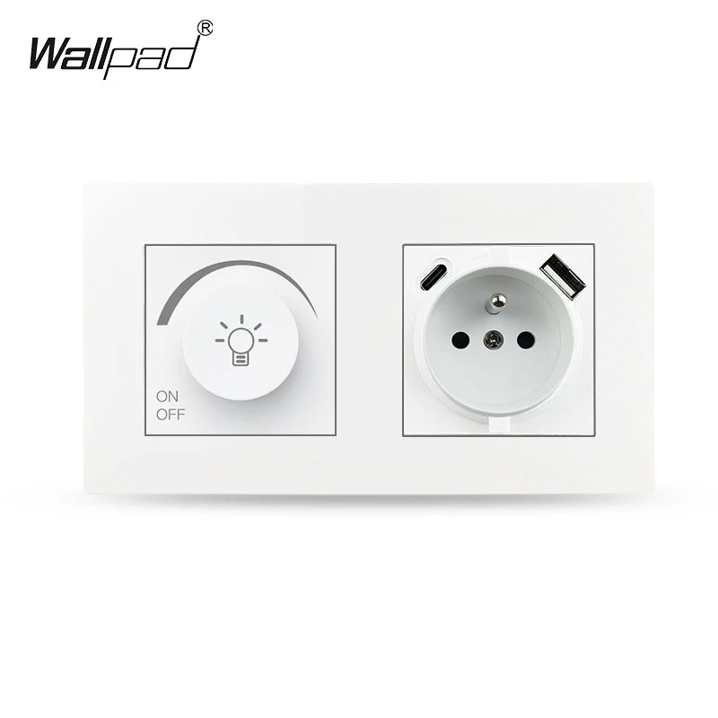 EU Wallpad Incandescent Halogen Light Dimmer Switch Rotary Knob Adjustable Brightness Controller Plastic Frame for LED Bulb Merch Eternally
