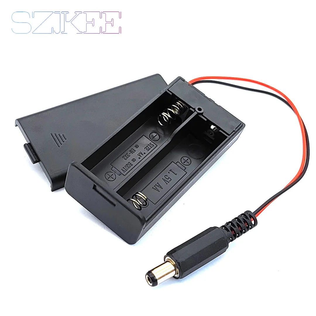 AA Battery Box AA Battery Holder With Cover And Switch DC 5.5 * 2.1mm Plug 2/3/4 Slots AA Battery Standard Container Merch Eternally
