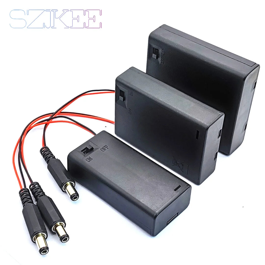 AA Battery Box AA Battery Holder With Cover And Switch DC 5.5 * 2.1mm Plug 2/3/4 Slots AA Battery Standard Container Merch Eternally