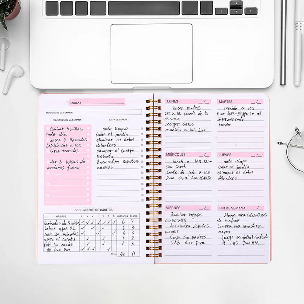 2025 A5 Agenda Planner Notebook Diary Weekly Planner Goal Habit Schedules Journal Notebooks For School Stationery Office Spanish Merch Eternally