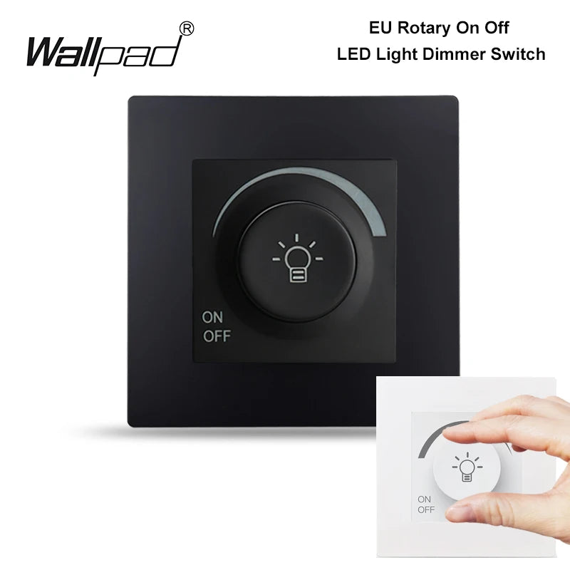 EU Wallpad Incandescent Halogen Light Dimmer Switch Rotary Knob Adjustable Brightness Controller Plastic Frame for LED Bulb Merch Eternally