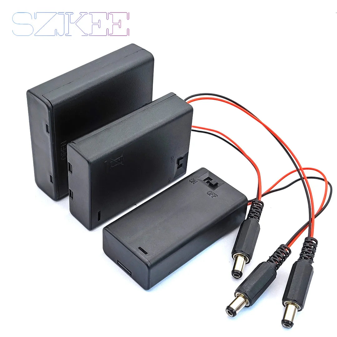 AA Battery Box AA Battery Holder With Cover And Switch DC 5.5 * 2.1mm Plug 2/3/4 Slots AA Battery Standard Container Merch Eternally