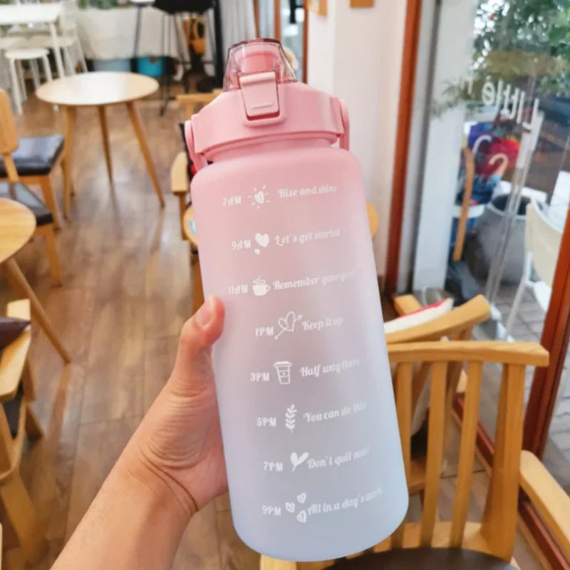 2 Liter Water Bottle Stay Hydrated Motivated Leak proof Plastic Sport Bottle Reminder Times Sports Outdoor Fitness Office Indoor Merch Eternally