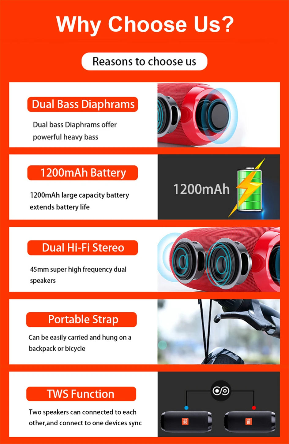 Wireless Portable Bluetooth Speaker Subwoofer Radio FM Music Sound Box Blutooth For Bocina Acoustics Handsfree Hifi Caixa De Som Merch Eternally