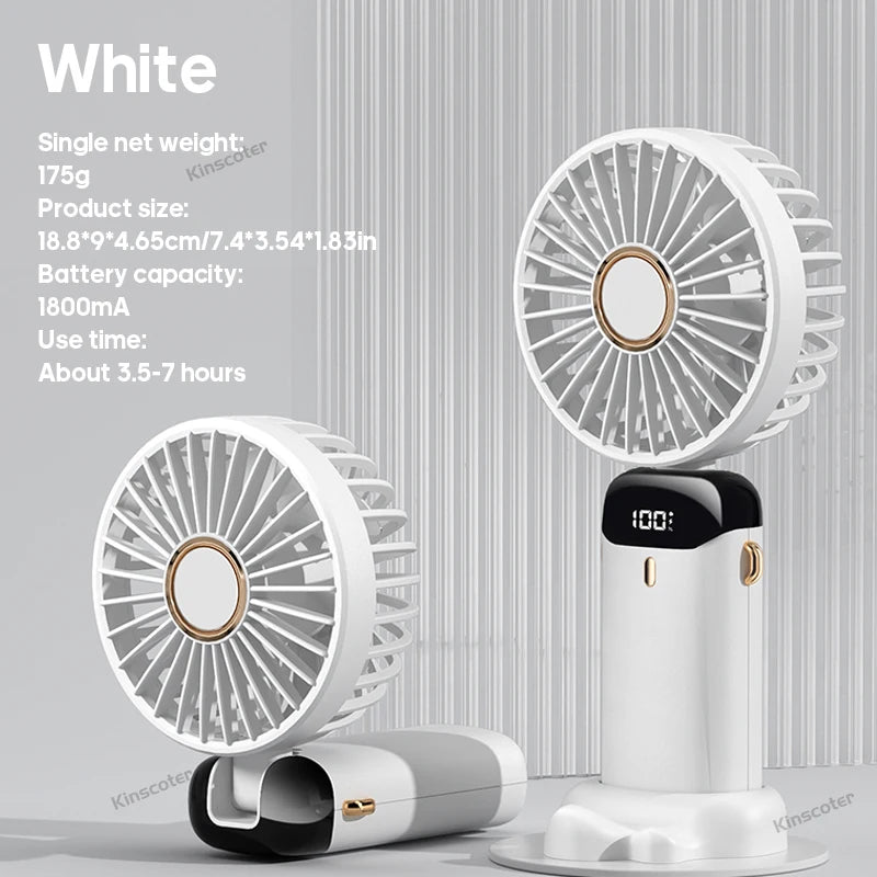 5 Speed USB Mini Handheld Fan Foldable Rechargeable Display Screen Phone Stand