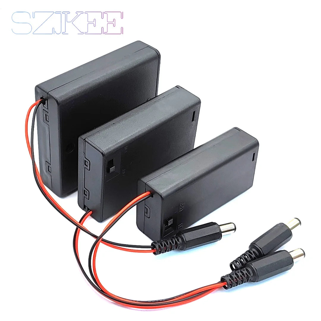 AA Battery Box AA Battery Holder With Cover And Switch DC 5.5 * 2.1mm Plug 2/3/4 Slots AA Battery Standard Container Merch Eternally