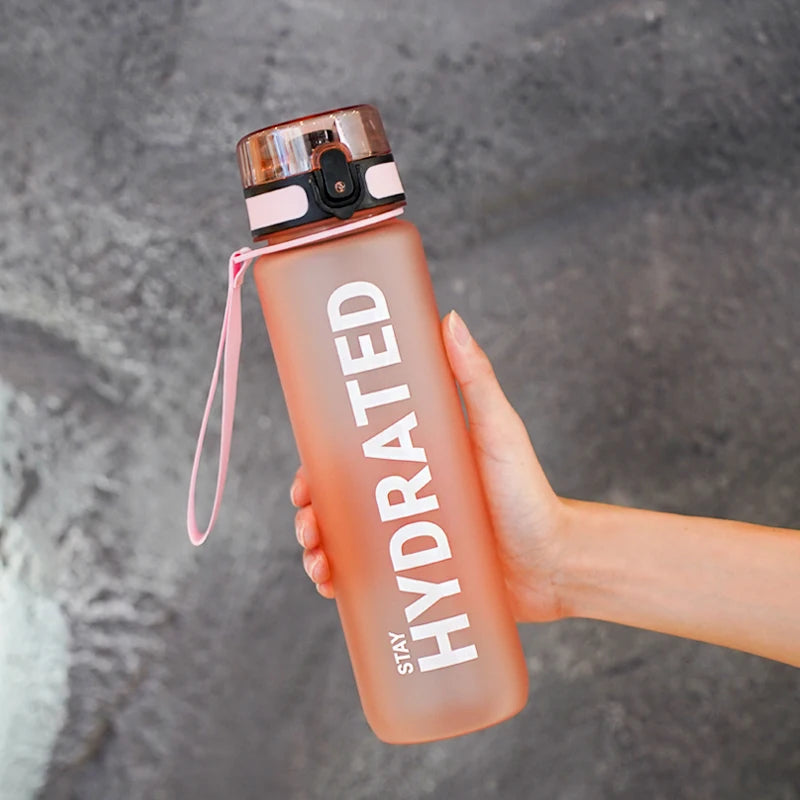 1pc 1000ml Large Capacity Transparent Plastic Water Bottle with Cap and Handle, Multiple Colors Available, Suitable for Outdoor Merch Eternally