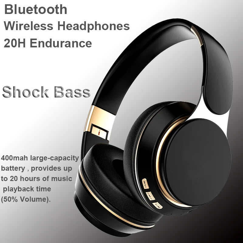 Headphones Bluetooth Wireless Headsets With Mic Music Gaming Sports Earpieces Great Bass Earphones Foldable Support TF SD-Card Merch Eternally