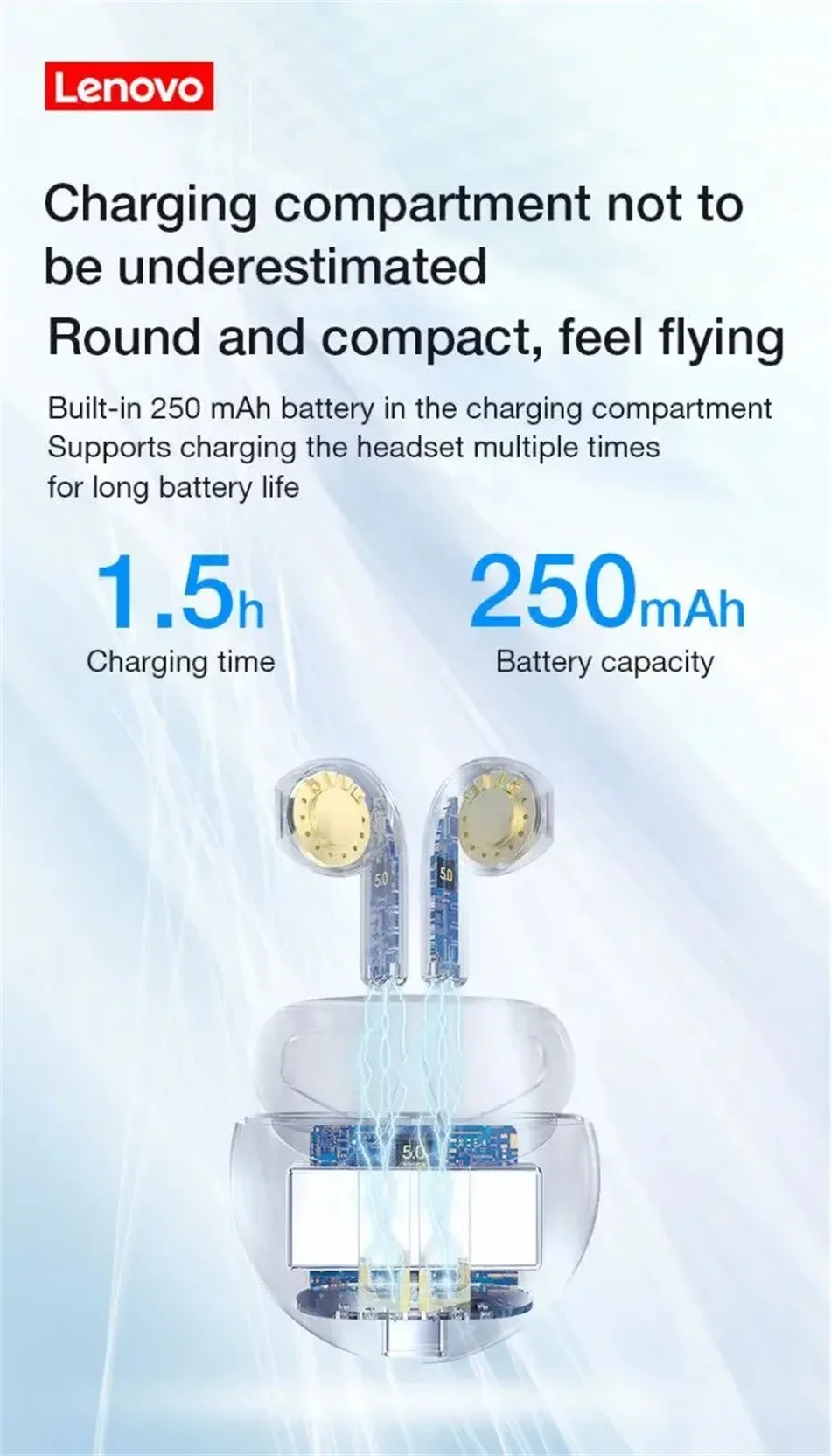 Lenovo HT38 TWS Sport Earphones, Mini Wireless Bluetooth Headset, HiFi Stereo Bass Fast Charging Case Sweatproof Running Earbuds Merch Eternally