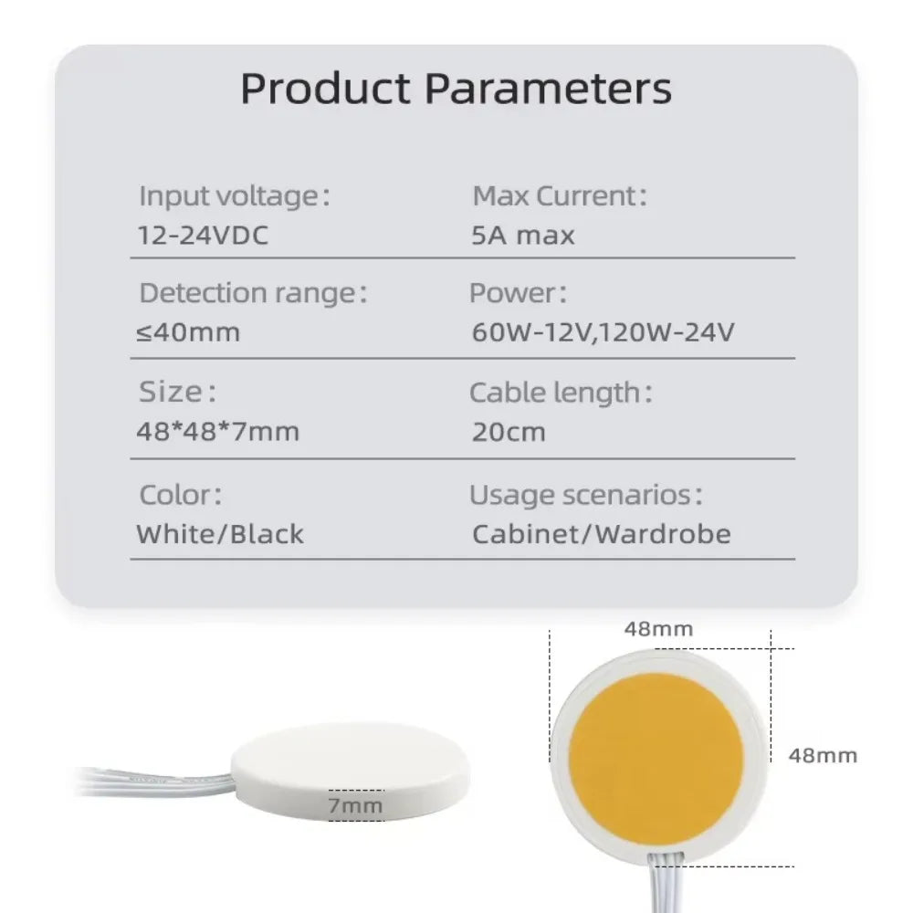 Durable DC12V 24V Smart Sensor Penetrable 5A 60W Touch Switch Wood Board LED Light Switch for Cabinet LED Light Merch Eternally