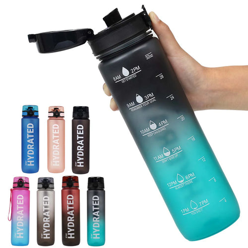 1pc 1000ml Large Capacity Transparent Plastic Water Bottle with Cap and Handle, Multiple Colors Available, Suitable for Outdoor Merch Eternally