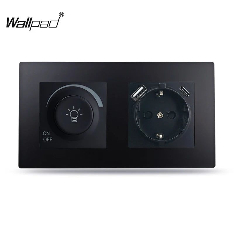 EU Wallpad Incandescent Halogen Light Dimmer Switch Rotary Knob Adjustable Brightness Controller Plastic Frame for LED Bulb Merch Eternally