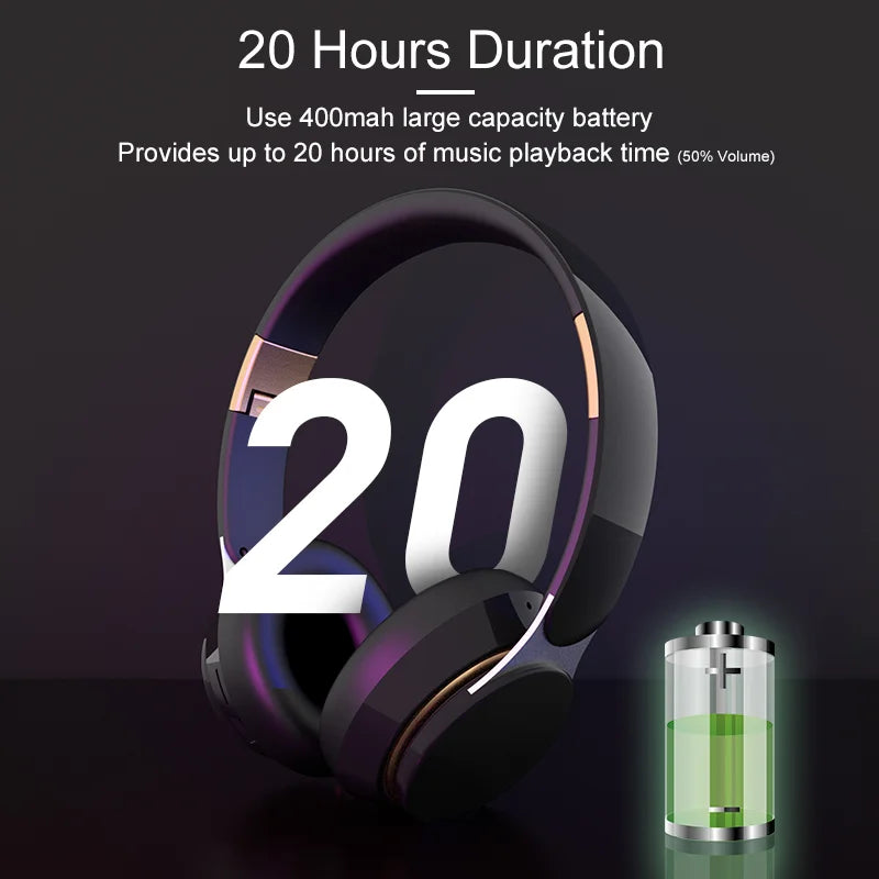 Headphones Bluetooth Wireless Headsets With Mic Music Gaming Sports Earpieces Great Bass Earphones Foldable Support TF SD-Card Merch Eternally