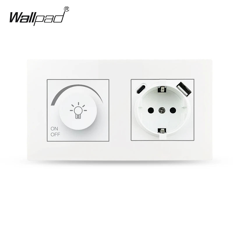 EU Wallpad Incandescent Halogen Light Dimmer Switch Rotary Knob Adjustable Brightness Controller Plastic Frame for LED Bulb Merch Eternally