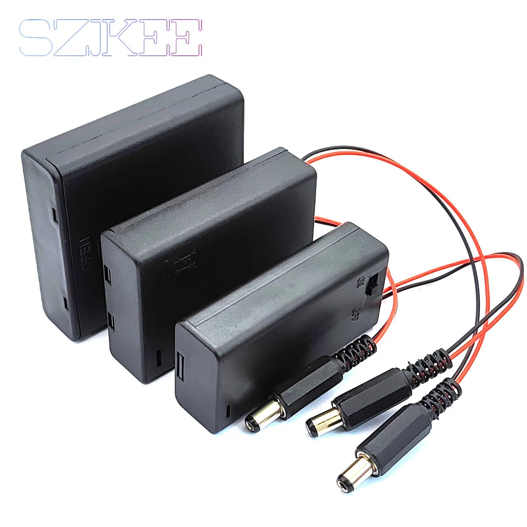 AA Battery Box AA Battery Holder With Cover And Switch DC 5.5 * 2.1mm Plug 2/3/4 Slots AA Battery Standard Container Merch Eternally