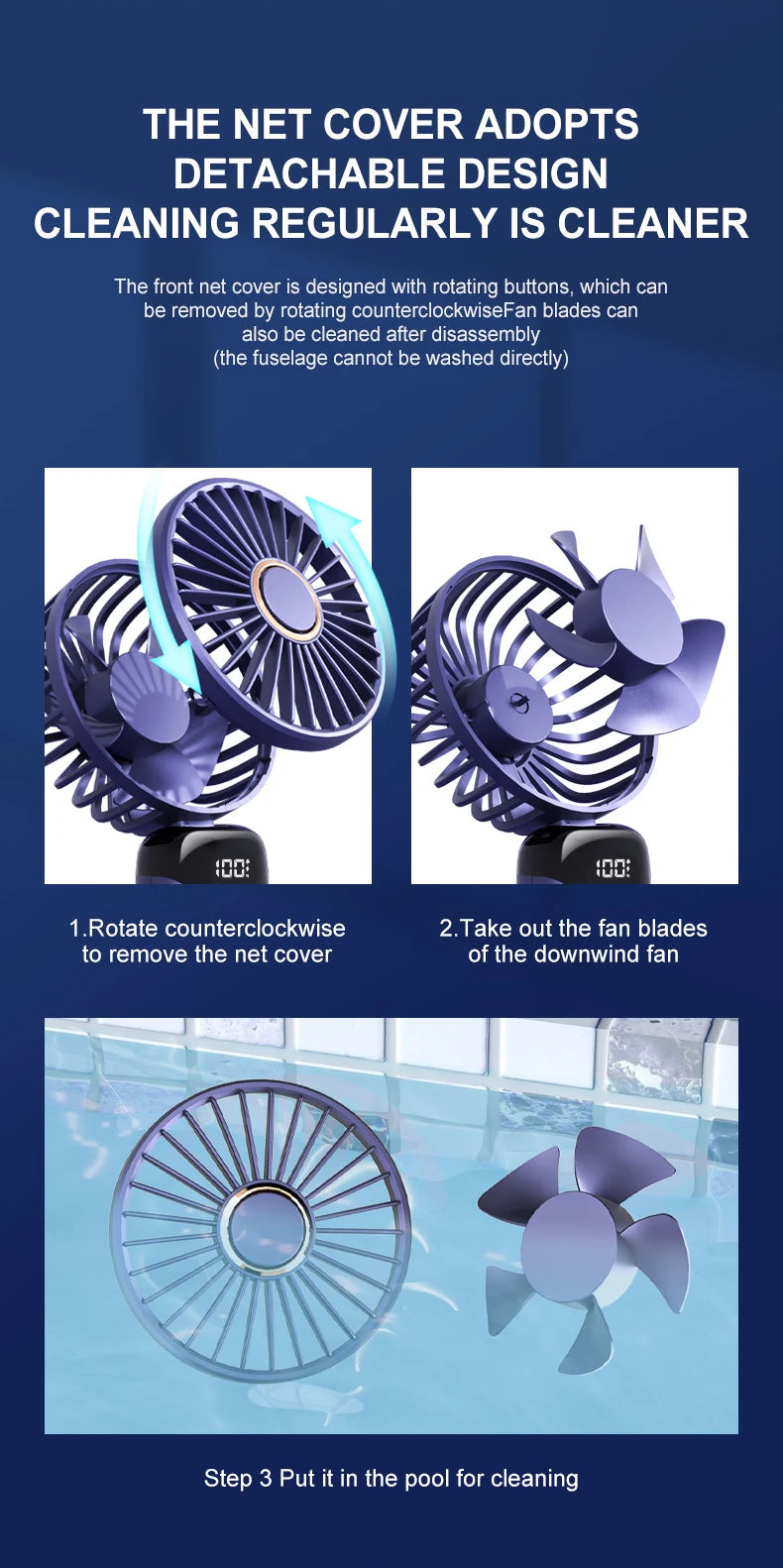 5 Speed USB Mini Handheld Fan Foldable Rechargeable Display Screen Phone Stand
