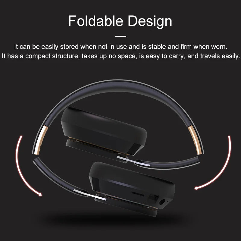 Headphones Bluetooth Wireless Headsets With Mic Music Gaming Sports Earpieces Great Bass Earphones Foldable Support TF SD-Card Merch Eternally