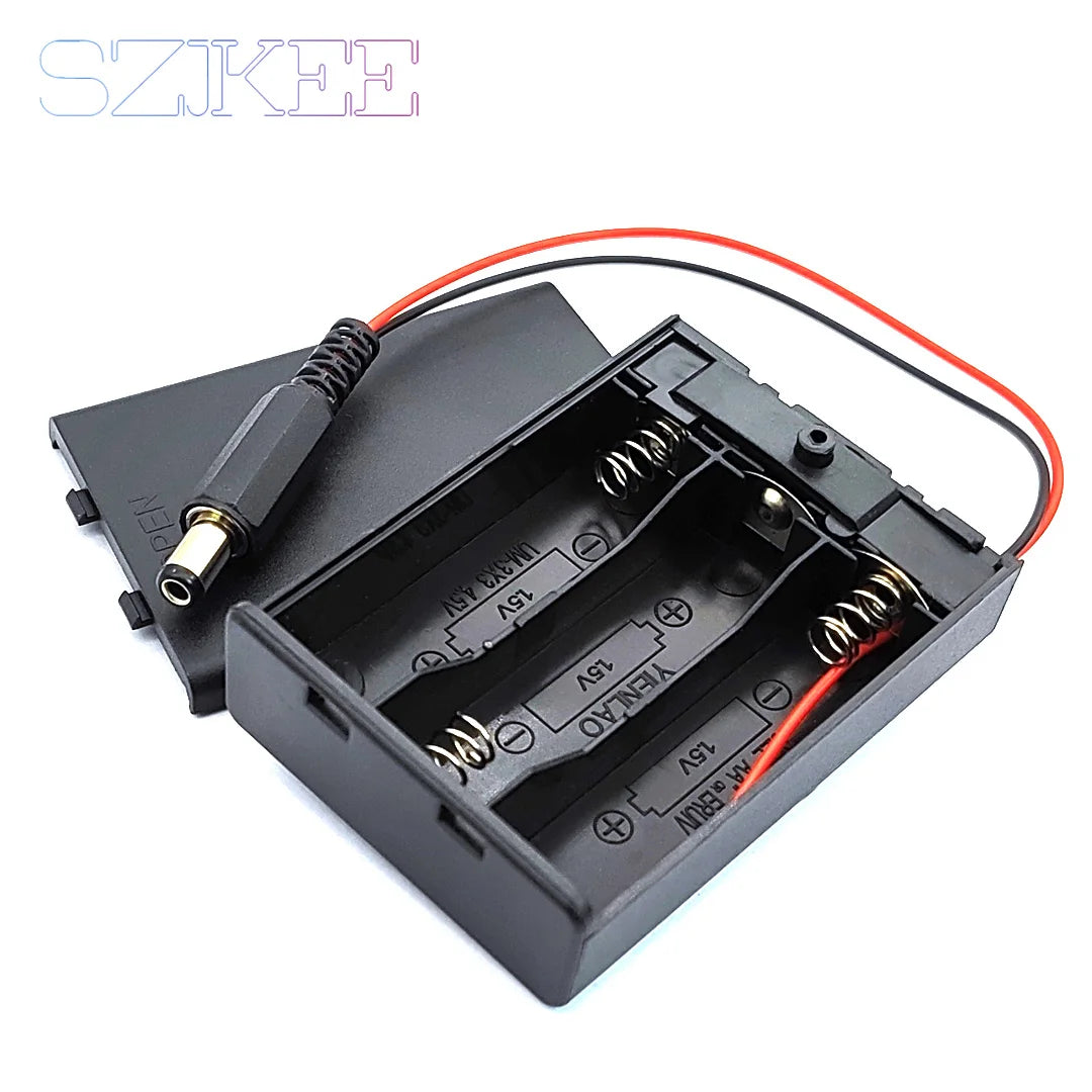 AA Battery Box AA Battery Holder With Cover And Switch DC 5.5 * 2.1mm Plug 2/3/4 Slots AA Battery Standard Container Merch Eternally