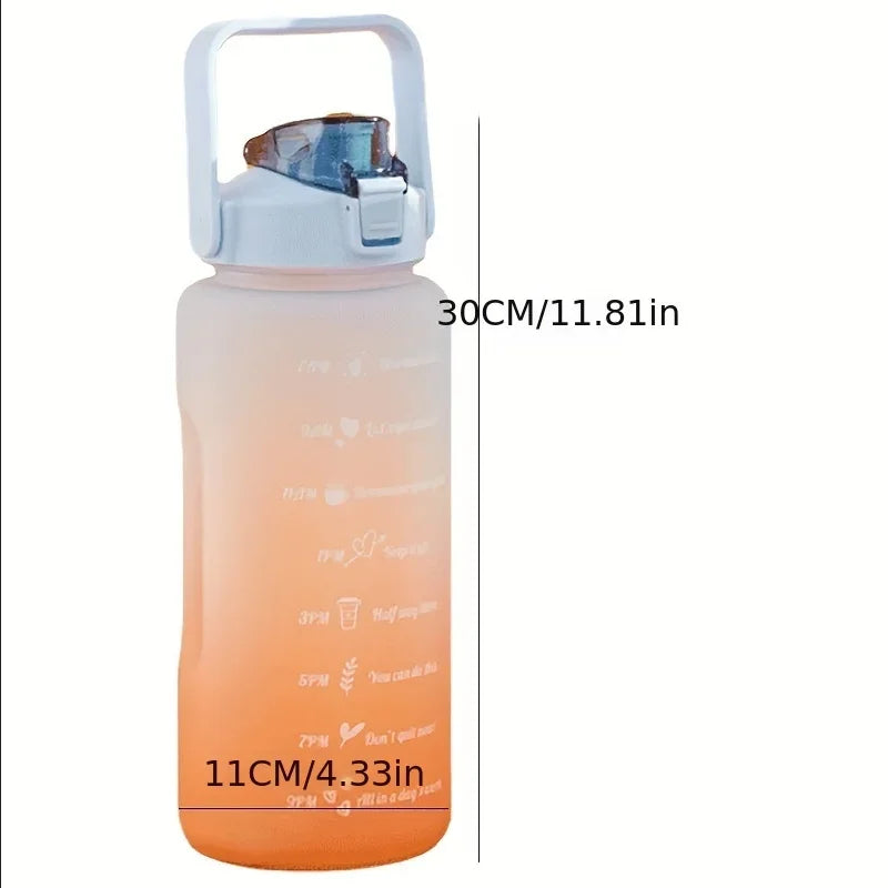 2 Liter Water Bottle Stay Hydrated Motivated Leak proof Plastic Sport Bottle Reminder Times Sports Outdoor Fitness Office Indoor Merch Eternally