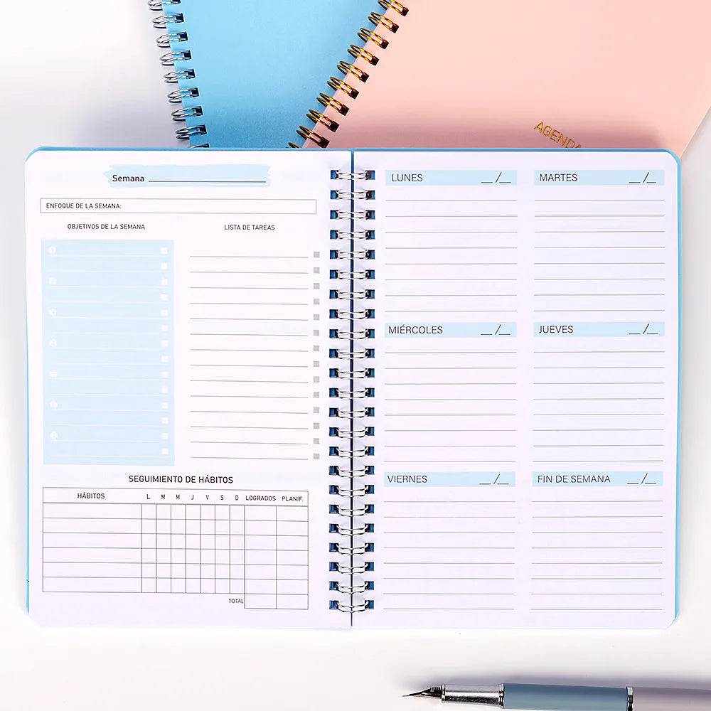 2025 A5 Agenda Planner Notebook Diary Weekly Planner Goal Habit Schedules Journal Notebooks For School Stationery Office Spanish Merch Eternally